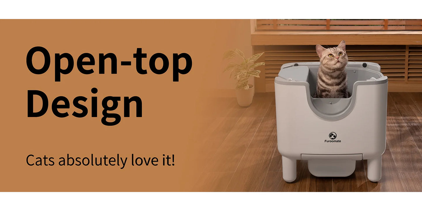 1pc Furoomate Self-Cleaning Litter Box Open-Top Automatic Cat Litter Box Easy Maintenance Safety Protection Odor Control Indoor