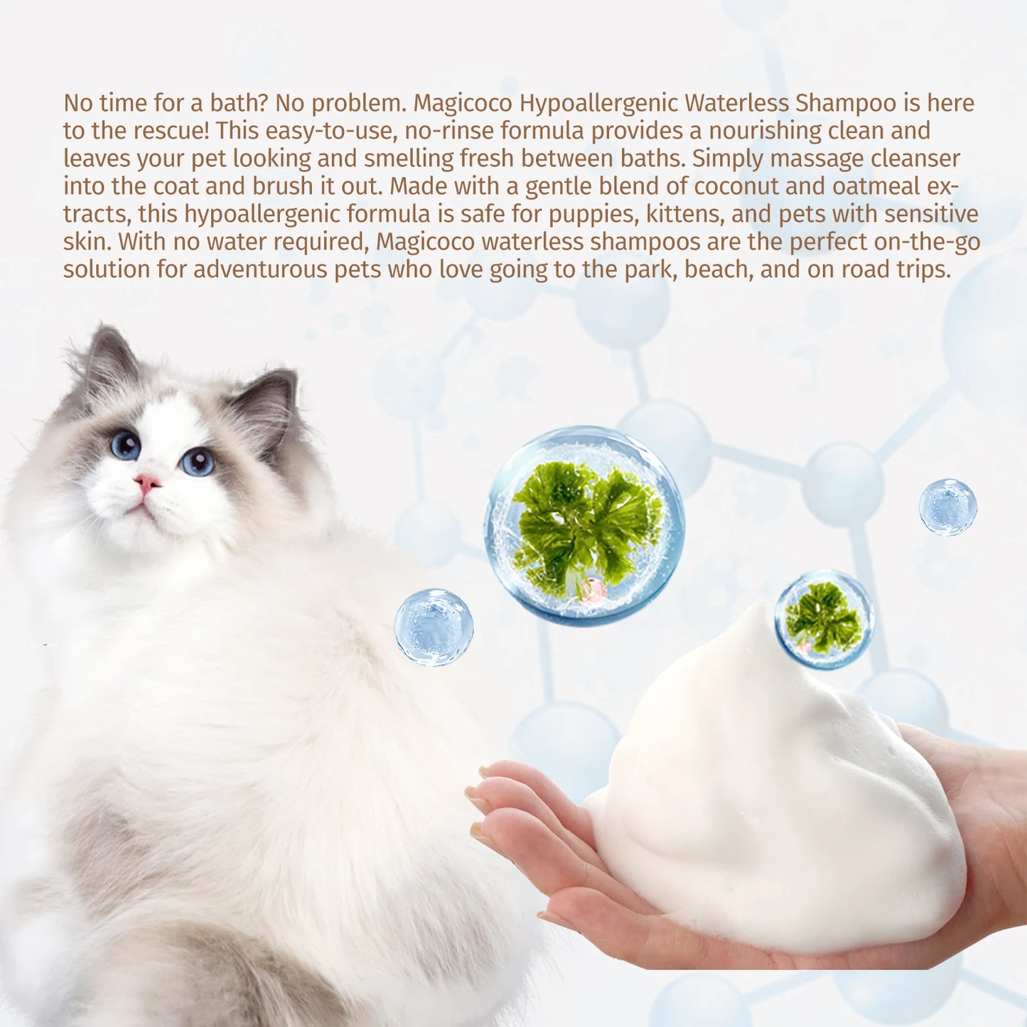 220ml Waterless Pet Shampoo No Rinse Dogs Cats Supplies Cleaning Conditioning Detangling & Moisturizing Shampoo for Dogs Cats