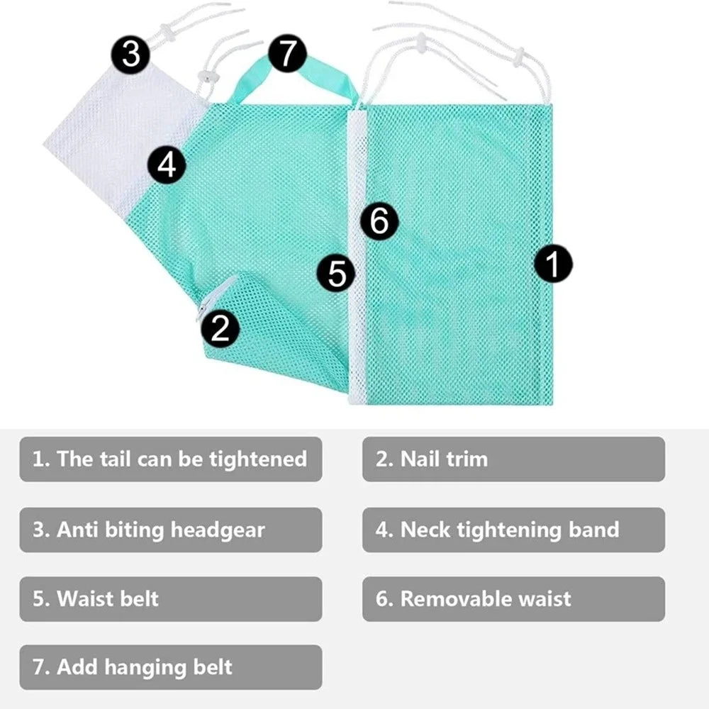 Adjustable Cat Grooming Bag, Mesh Bath & Washing Bag for Safe Pet Cleaning, Anti-Scratch Nail Care