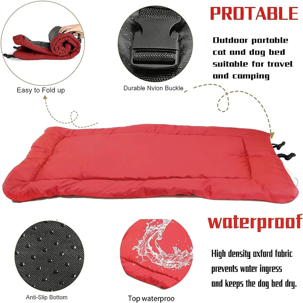 Portable Warm Dog Blanket Mat Waterproof Anti Slip Folding Washable Large Dog Bed House for Pet Kennel Travel Camping Accessorie