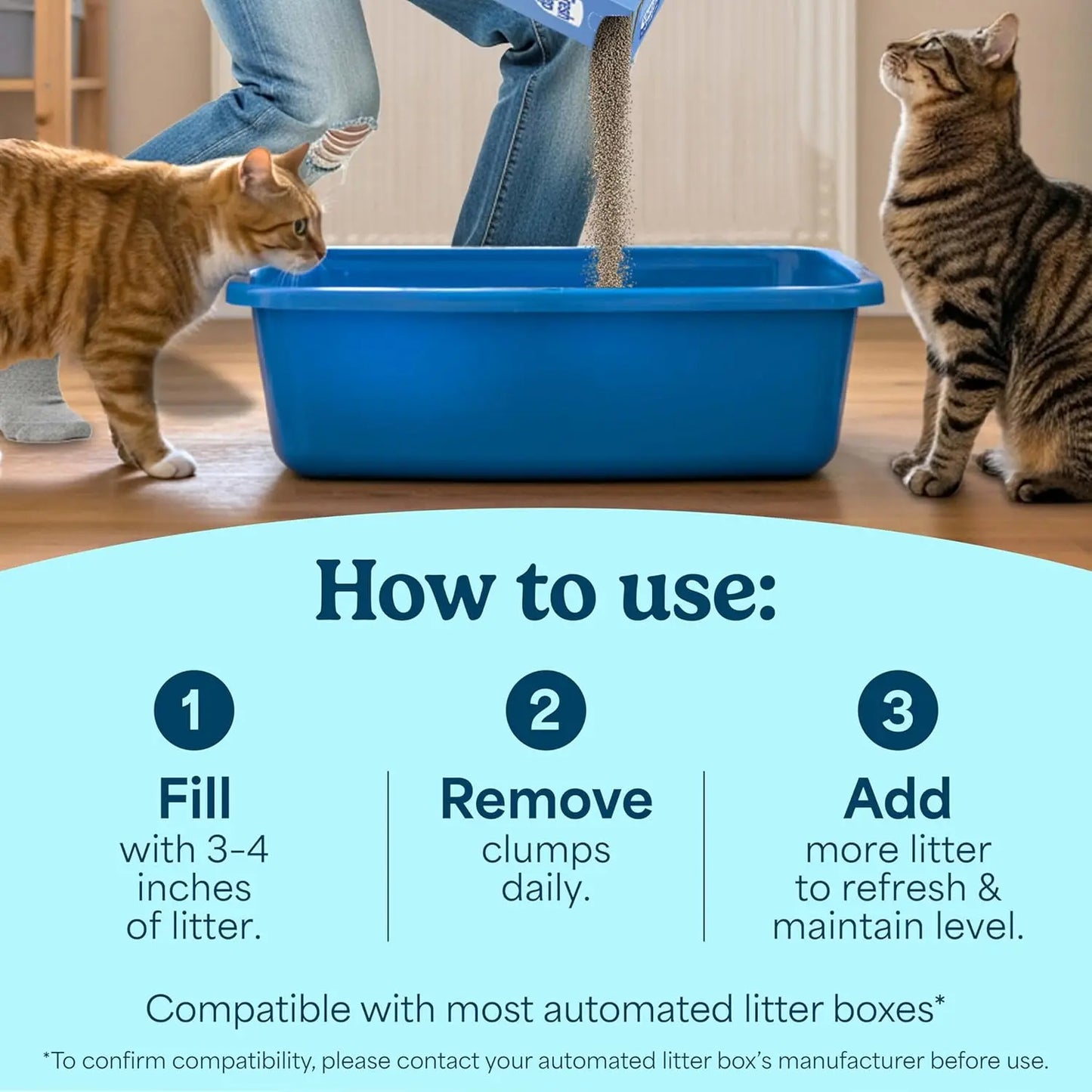 Clumping Cat Litter for Multi-Cat Homes, Long-Lasting Odor Control with Activated Charcoal, Low Dust Formula, 14 lb