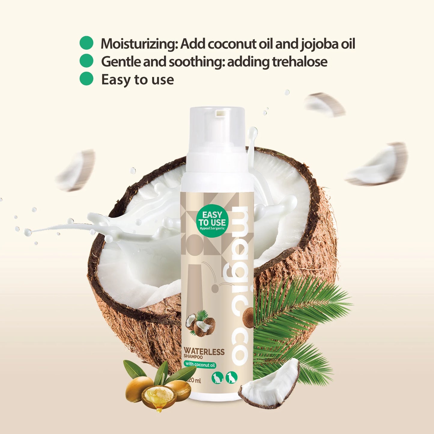 220ml Waterless Pet Shampoo No Rinse Dogs Cats Supplies Cleaning Conditioning Detangling & Moisturizing Shampoo for Dogs Cats