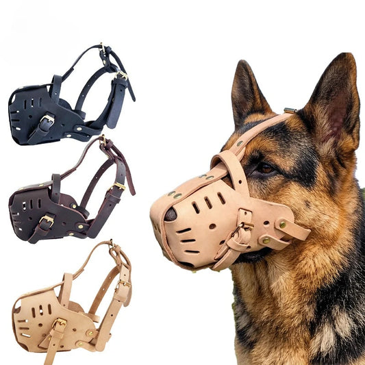 Dog Muzzle Leather for Large Medium Sized Dogs To Prevent Biting Chewing Basket Muzzle for German Shepherd and Rottweiler