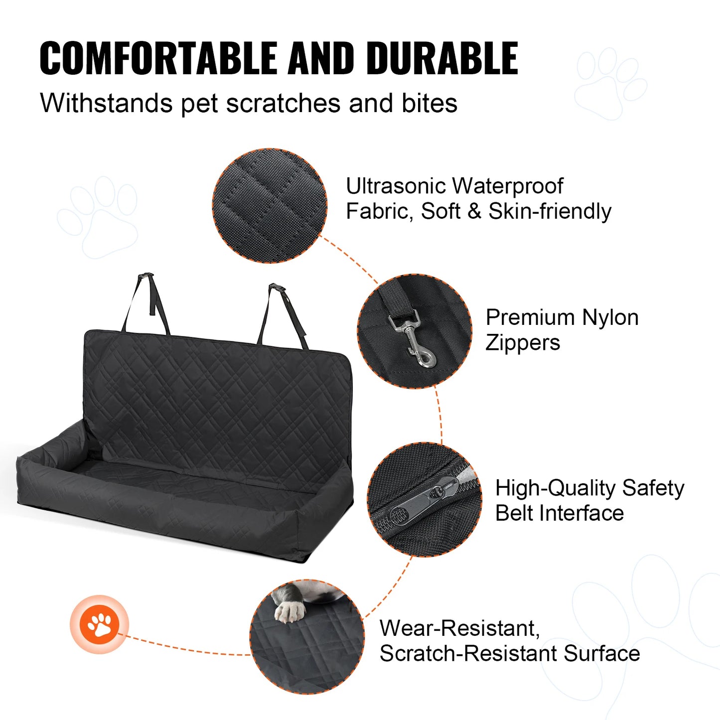 Dog Car Seat Waterproof Dog Booster Seat Pet Car Seat with Clip-On Safety Leash PP Cotton Car Bed for Medium Large Dog