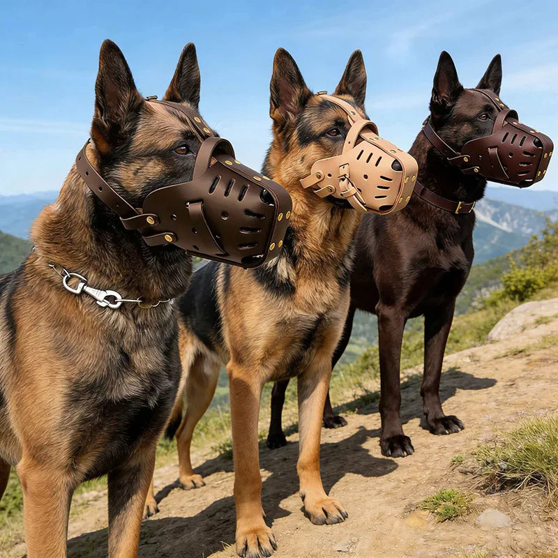 Dog Muzzle Leather for Large Medium Sized Dogs To Prevent Biting Chewing Basket Muzzle for German Shepherd and Rottweiler