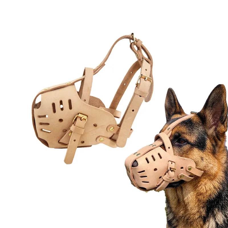 Dog Muzzle Leather for Large Medium Sized Dogs To Prevent Biting Chewing Basket Muzzle for German Shepherd and Rottweiler